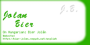 jolan bier business card